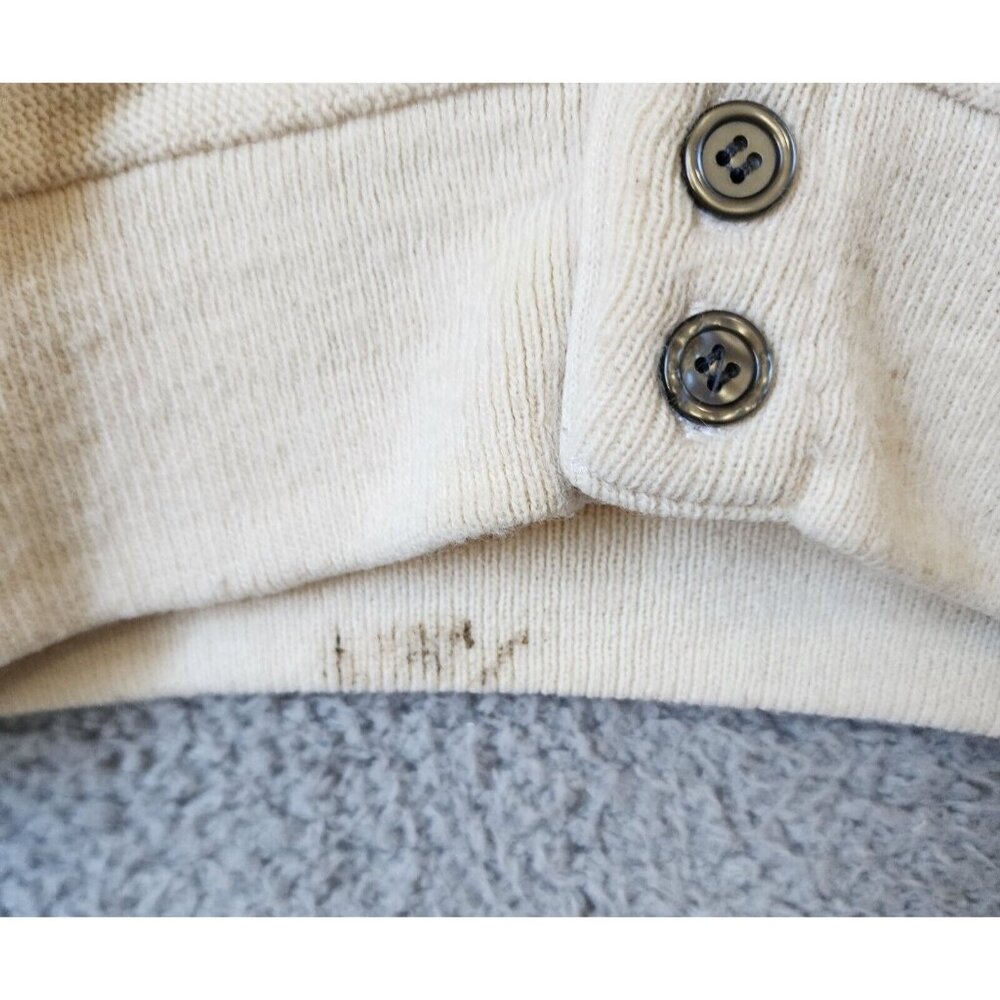 VTG Izod Cream Crest Logo Button Front Cardigan Sweater Size XL USA Made Acrylic - Picture 13 of 16